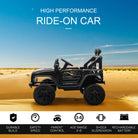 HOMCOM 12V Battery-powered 2 Motors Kids Electric Ride On Car Truck Off-road Toy with Parental Remote Control Horn Lights for 3-6 Years Old Black - anydaydirect