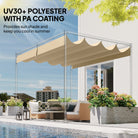 Outsunny Retractable Pergola Canopy Only, 3.92 x 3.5 m, UV30+ Replacement Canopy Cover for 4 x 3 m Pergola, Khaki - anydaydirect