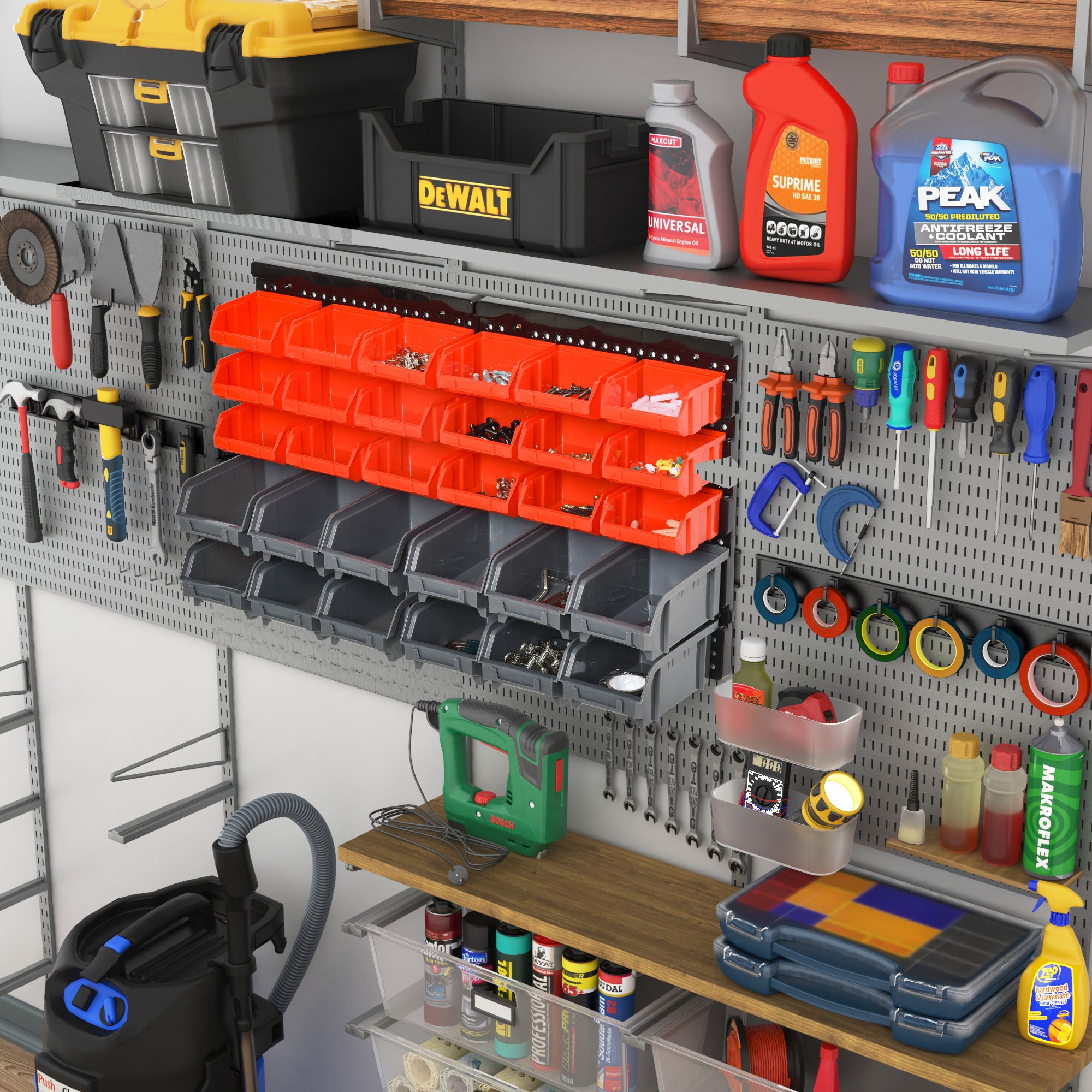 DURHAND 30 Cubbie On-Wall Storage Board Tool Screw Organiser Garage Workshop DIY Container w/ Screw Kit Tool Equipment Tidy - anydaydirect