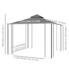 Outsunny 3 x 3(m) Patio Gazebo Canopy Garden Pavilion Tent Shelter with 2 Tier Roof and Mosquito Netting, Steel Frame, Grey - anydaydirect