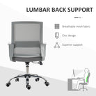 Vinsetto Ergonomic Desk Chair Mesh Office Chair with Adjustable Height Armrest and 360° Swivel Castor Wheels Grey - anydaydirect