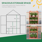 Outsunny Garden Cold Frame Polycarbonate Greenhouse with Adjustable Shelves, Double Doors, Openable Top Covers, Grow House for Flower Vegetable Plants, 80 x 47 x 138cm, Orange - anydaydirect