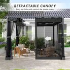 Outsunny 3 x 3m Aluminium Frame Pergola, with Retractable Roof - Dark Grey - anydaydirect