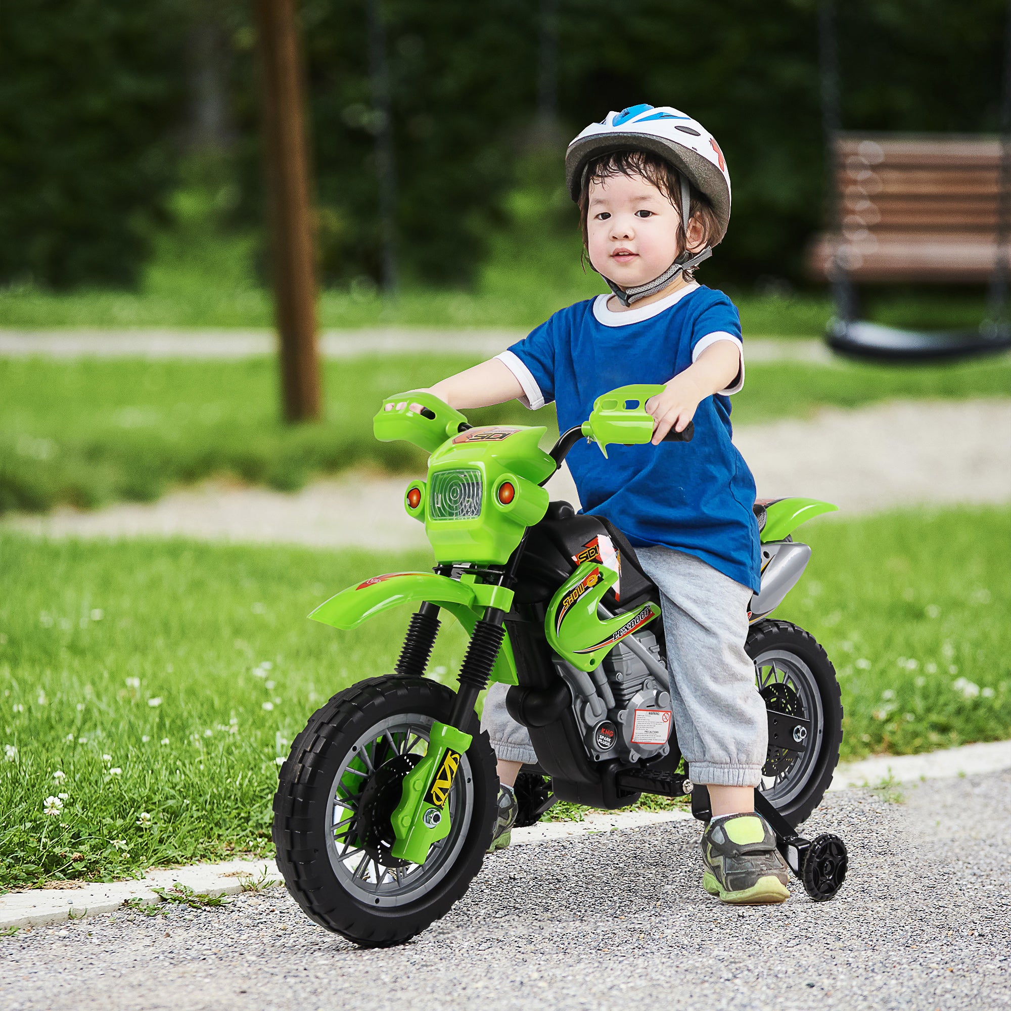 HOMCOM Kids Electric Motorbike Child Ride on Motorcycle 6V Battery Scooter (Green) - anydaydirect