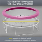 SPORTNOW 12FT Trampoline Spring Cover, Plastic Trampoline Pad Replacement with Elastic Cord, Waterproof, UV Resistant and Tear-Resistant, All-Weather Trampoline Accessories, Pink - anydaydirect