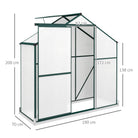 Outsunny 6 x 2.5ft Polycarbonate Greenhouse Walk-In Green House with Rain Gutter, Sliding Door, Window, Foundation, Green - anydaydirect