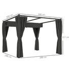 Outsunny 3 x 3(m) Retractable Pergola, Garden Gazebo Shelter with Curtains, for Grill, Patio, Deck, Charcoal Grey - anydaydirect