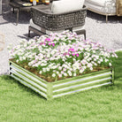 Outsunny Square Raised Garden Bed Box with Weatherized Steel Frame for Vegetables, Flowers, & Herbs, 120 x 120 x 30cm, Silver Tone - anydaydirect