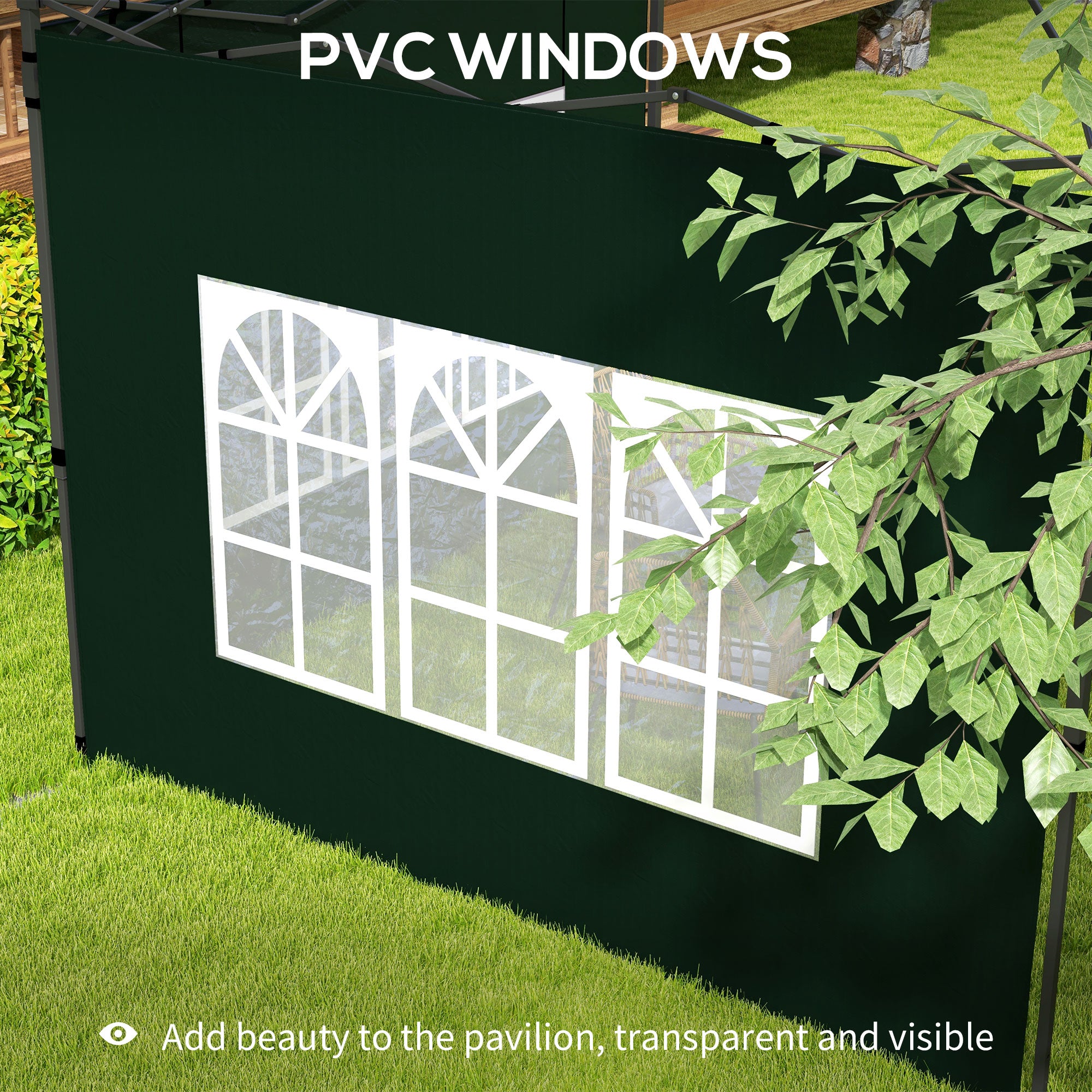 Outsunny Set of Two 3 x 3m Gazebo Frame Replacement Walls - Green - anydaydirect