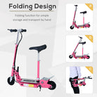 HOMCOM 120W Teens Foldable Kids Powered Scooters 24V Rechargeable Battery Adjustable Ride on Outdoor Toy (Pink) - anydaydirect
