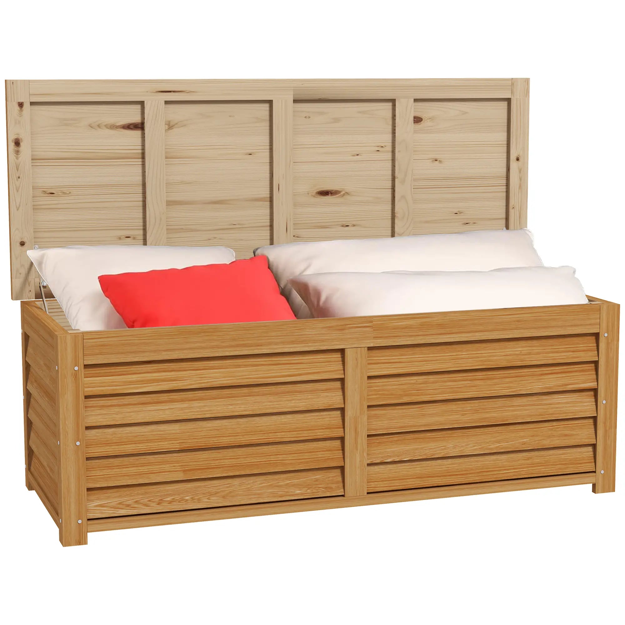 Outsunny 292L Outdoor Storage Box, Wooden Deck Box Garden Storage Container for Balcony, Porch, Poolside, Light Brown - anydaydirect