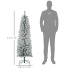HOMCOM 5ft Artificial Pencil Christmas Tree with 263 Snow Flocked Tips, Metal Base, Realistic Xmas Tree - anydaydirect