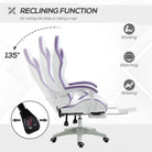 Vinsetto Computer Gaming Chair, PU Leather Desk Chair with Footrest, Swivel Task Chair with 135° Reclining Back and Lumbar Support, PC Chair for Adults, White and Purple - anydaydirect