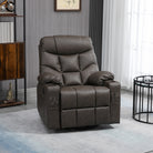 HOMCOM Manual Reclining Chair, Recliner Armchair with Faux Leather, Footrest, Cup Holders, 86x93x102cm, Brown - anydaydirect