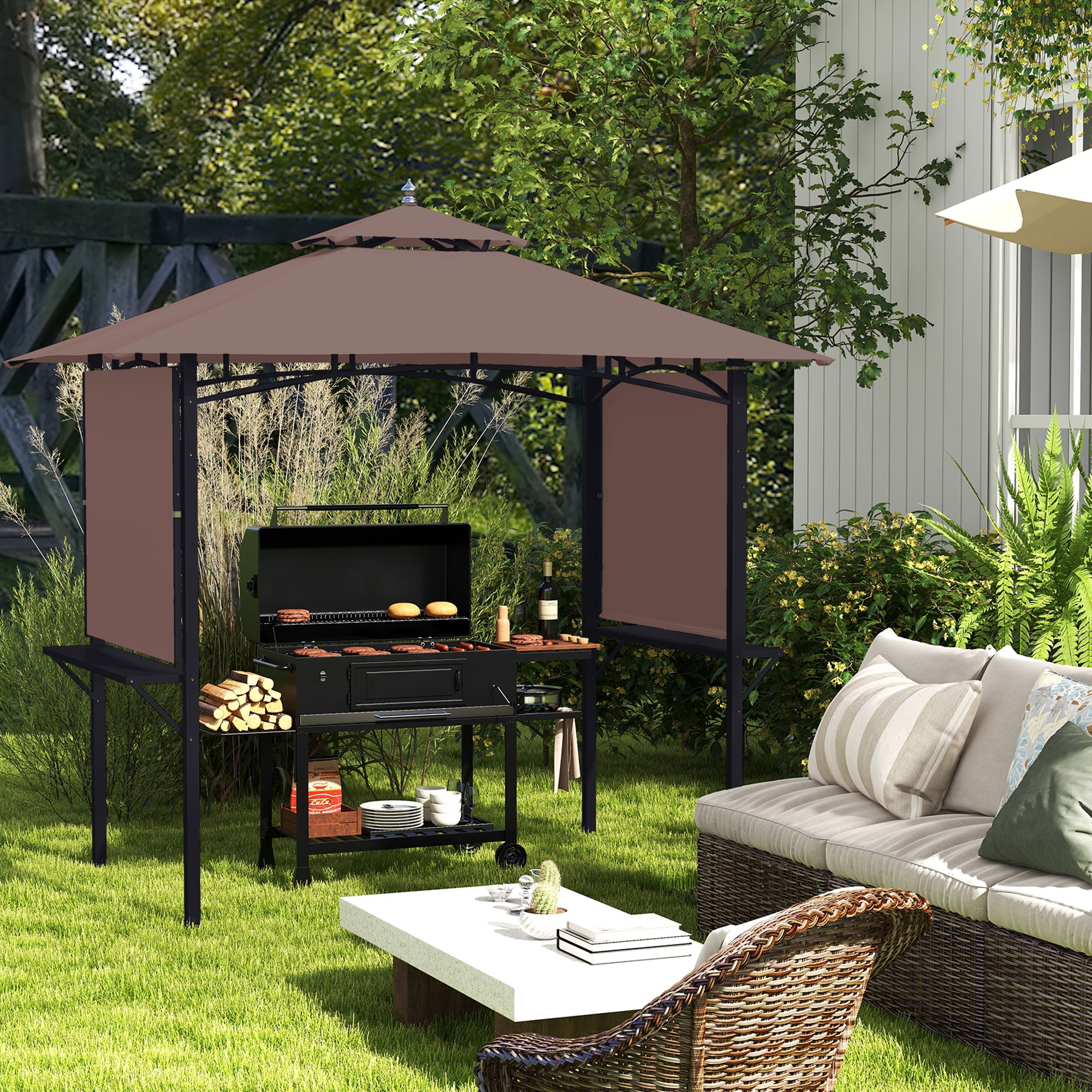 Outsunny 2.5 x 1.5m BBQ Tent Camping Picnic Gazebo Marquee Shelter Portable Waterproof - anydaydirect