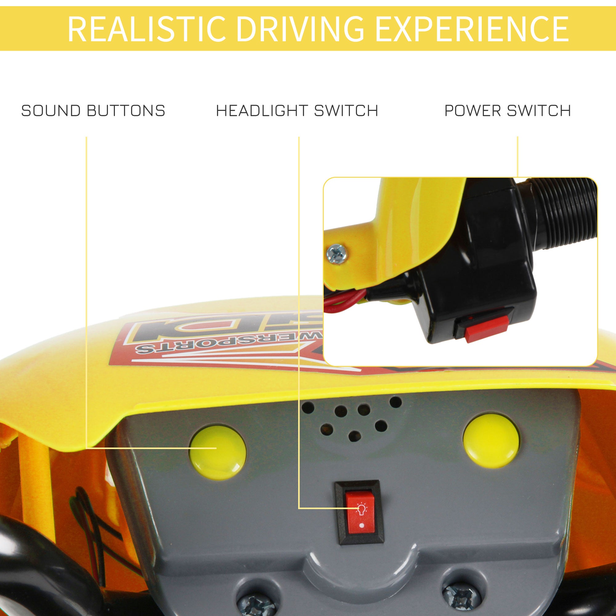 HOMCOM Kids Electric Motorbike Child Ride on Motorcycle 6V Battery Scooter (Yellow) - anydaydirect