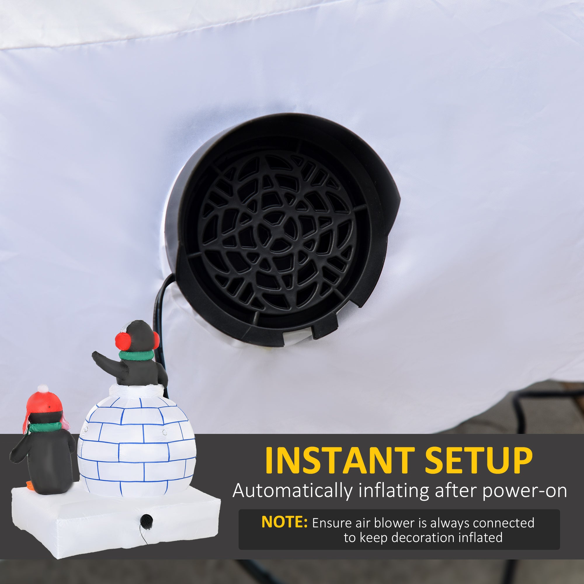 HOMCOM 1.5m Christmas Inflatable Two Penguins Wearing a Scarf w/ Ice House Blow Up Decor Home Indoors w/ Built-in LED Lights Toys in Garden - anydaydirect