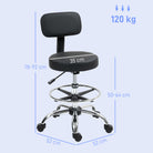 HOMCOM Drafting Chair, Office Chair with Backrest and Adjustable Footrest, Height Adjustable Stool, Leather Padded Rolling Task Chair for Home Office, Black - anydaydirect