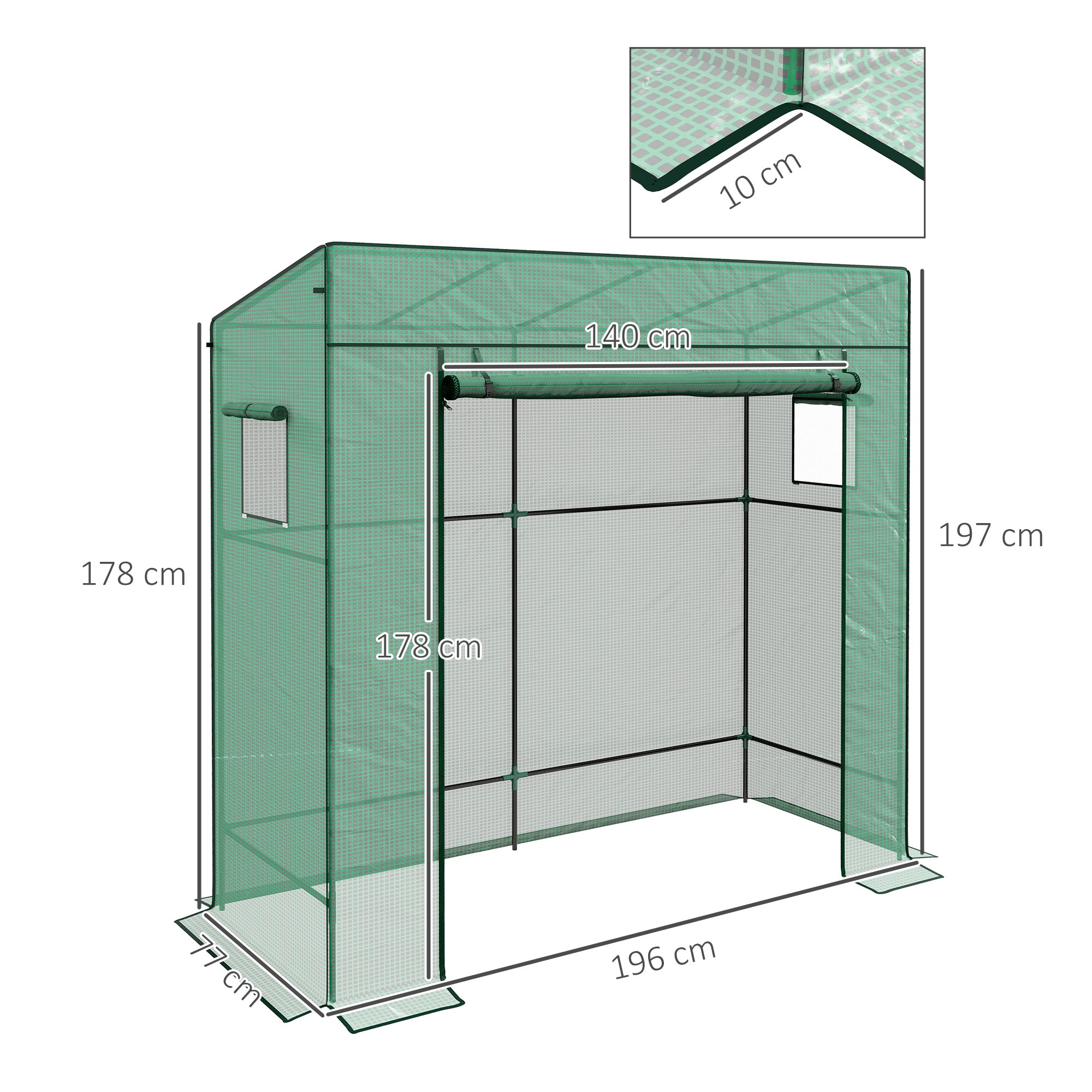 Outsunny 77 x 196cm Walk-In Greenhouse, with Accessories - anydaydirect
