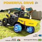 AIYAPLAY Kids Ride on Car, 12V Electric Kids UTV with Electric Dump Bed, 4-Wheel Suspension for 3-8 Years, Yellow - anydaydirect