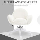 HOMCOM Makeup Vanity Chair, Cute Fluffy Desk Chair with Rolling Wheels for Bedroom Living Room, Cream White - anydaydirect
