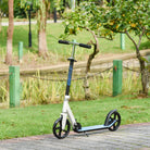 HOMCOM 2 Wheel Kids Stunt Kick Scooter Foldable Teens Commuter Aluminium Frame Adjustable Handles - White Blue - anydaydirect