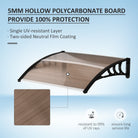 Outsunny Curved Window Door Canopy Aluminium Rigid Plastic Polycarbonate Fixed Outdoor Awning Modern Design UV Water Rain Resist 100 x 75cm Brown - anydaydirect