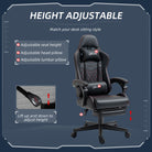 Vinsetto Computer Gaming Chair with Footrest, Video Gaming Chair for Adults with 130° Reclining Back, Desk Chair with Lumbar Support and Adjustable Height, Black Red - anydaydirect