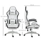 Vinsetto Computer Gaming Chair, PU Leather Desk Chair with Footrest, Swivel Task Chair with 135° Reclining Back and Lumbar Support, PC Chair for Adults, White and Black - anydaydirect
