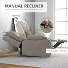 HOMCOM Recliner Chair, Microfibre Reclining Chair with Adjustable Leg Rest, Cup Holders, Recliner Armchair for Home Living Room, Brown - anydaydirect