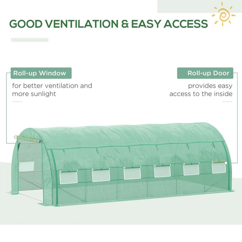 6 x 3 x 2 m Polytunnel Greenhouse Pollytunnel Tent w/ Steel Frame Green - anydaydirect