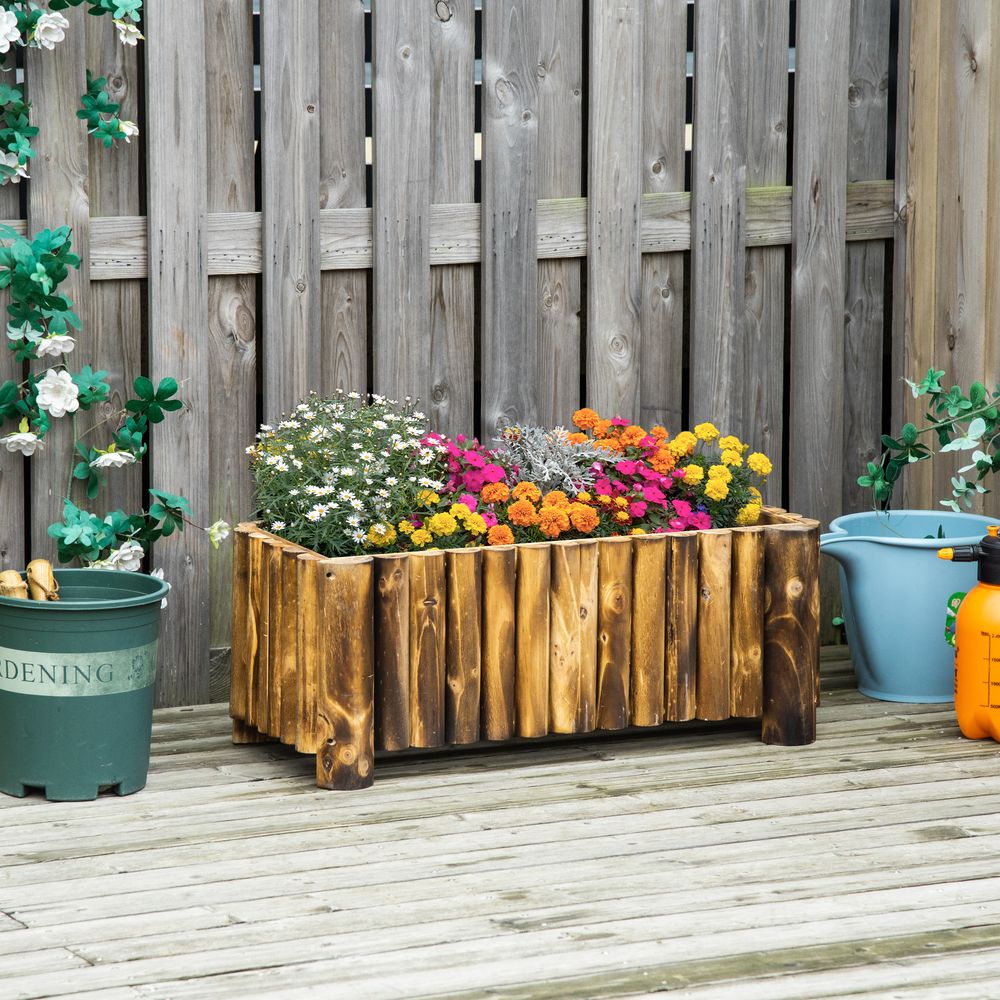 Fir Plant Pot Raised Flower Bed Wooden Planter 4 Feet 78Lx 35Wx30H cm - anydaydirect