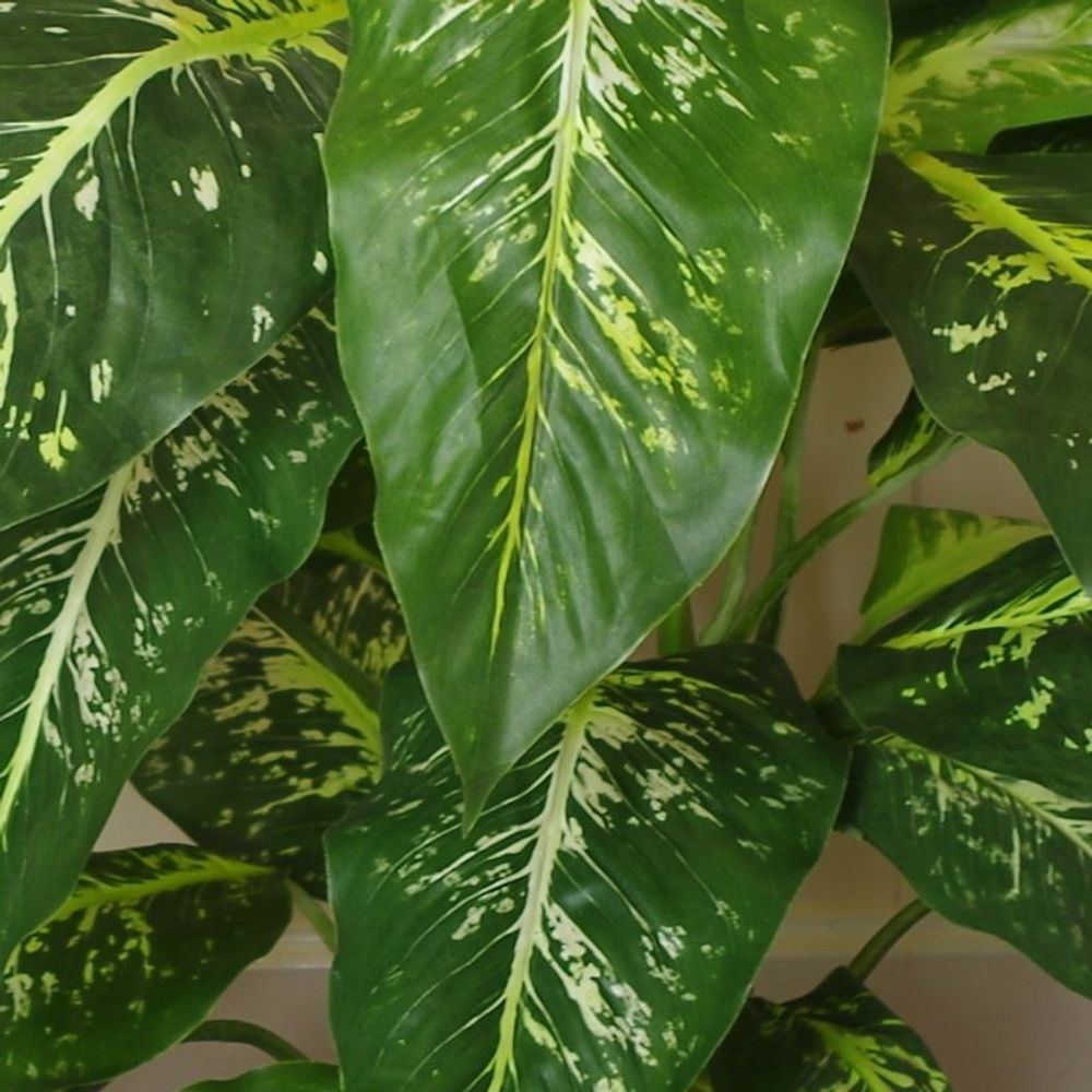 100cm Large Fox's Aglaonema (Spotted Evergreen) Tree Artificial Plant with Copper Metal Planter - anydaydirect