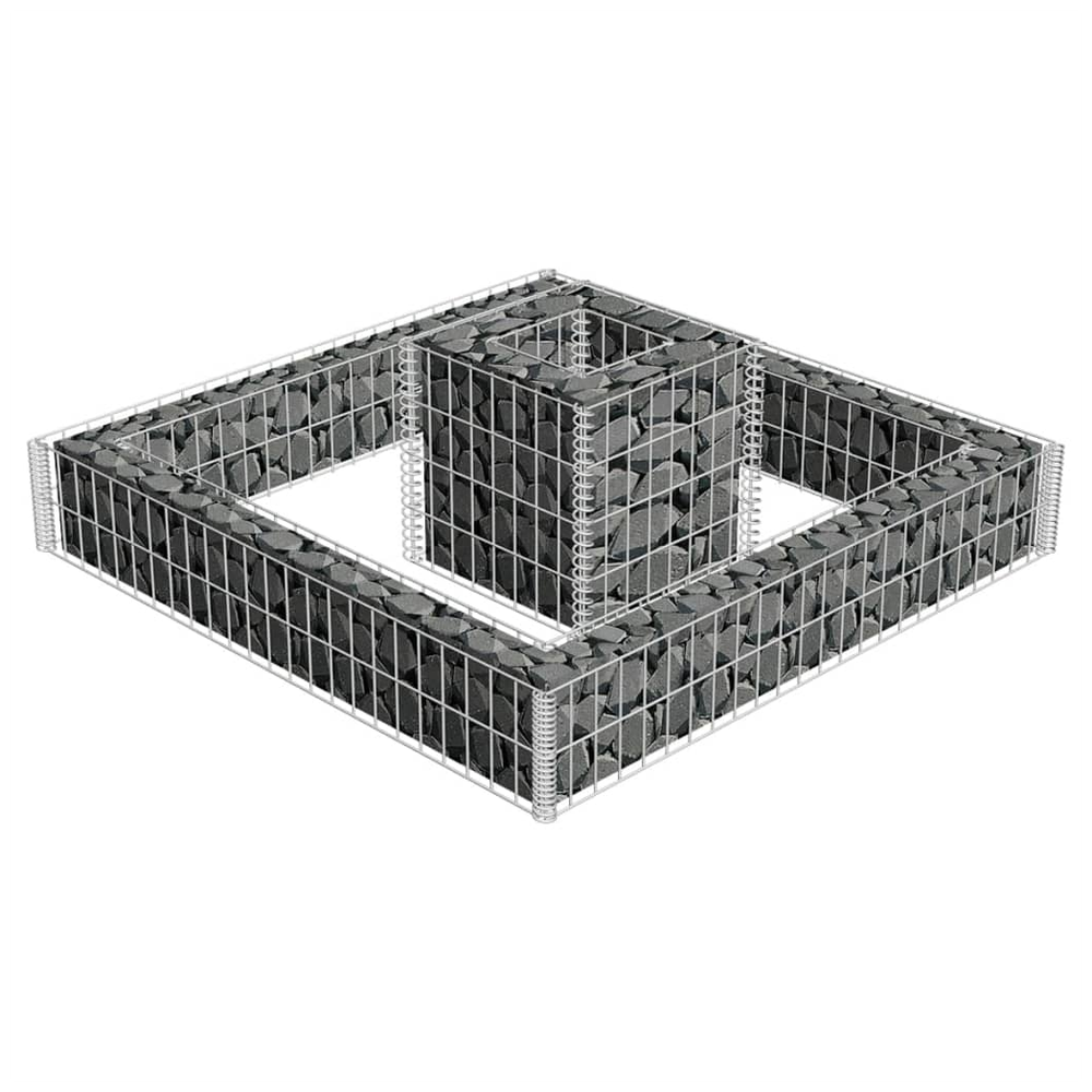 vidaXL Gabion Planter Galvanised Steel 120x120x20 - anydaydirect