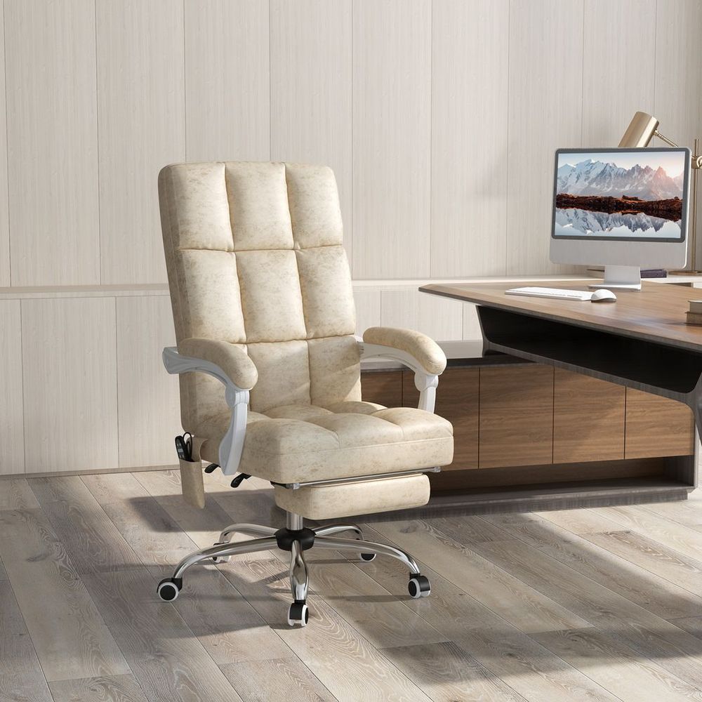 Vinsetto Microfibre Fabric Vibration Massage Office Chair for Home, Beige - anydaydirect