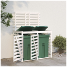 vidaXL Double Wheelie Bin Storage White Solid Wood Pine - anydaydirect