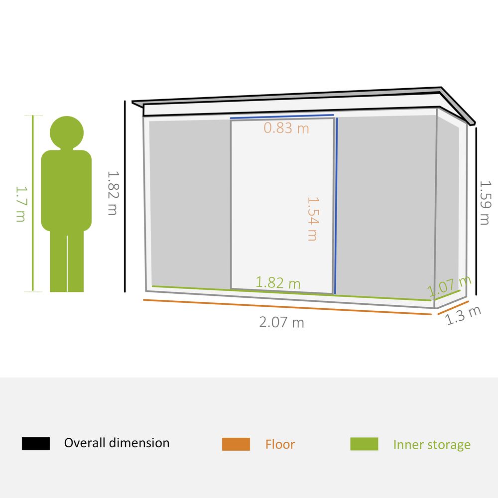 6.8x4.3ft Green Outdoor Garden Shed - Durable Tool Storage Box - anydaydirect