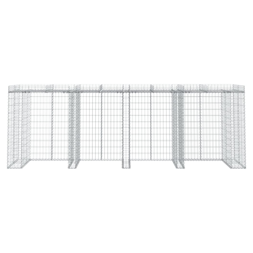 Gabion Wall for Garbage Wheelie Bin Storage 350x91x120 cm Galvanised Iron - anydaydirect