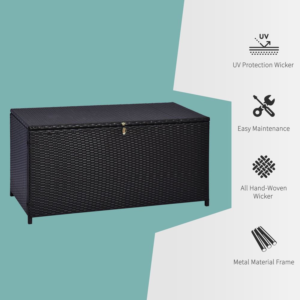 Large Rattan Storage Box Garden Chest Wicker Outdoor Cabinet Shed Outsunny - anydaydirect