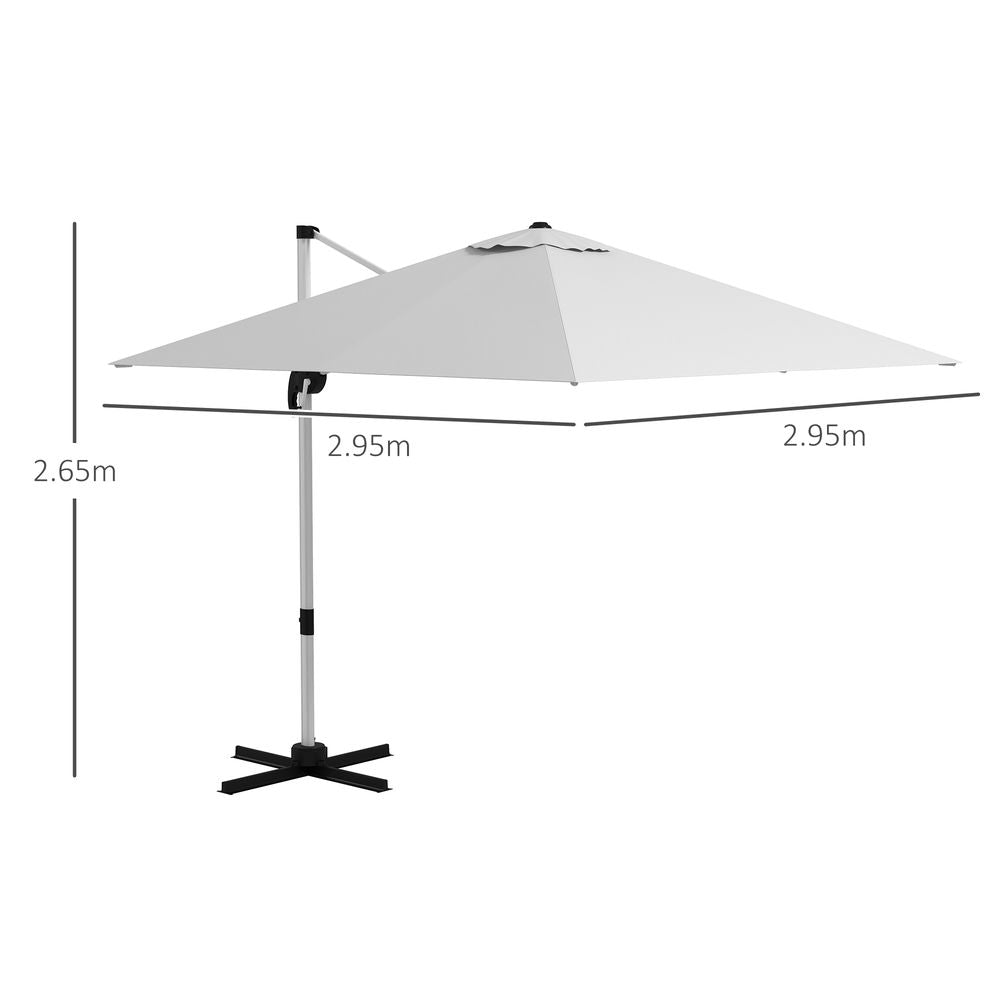 Outsunny 3 x 3(m) Cantilever Roma Parasol Garden Umbrella with Cross Base White - anydaydirect