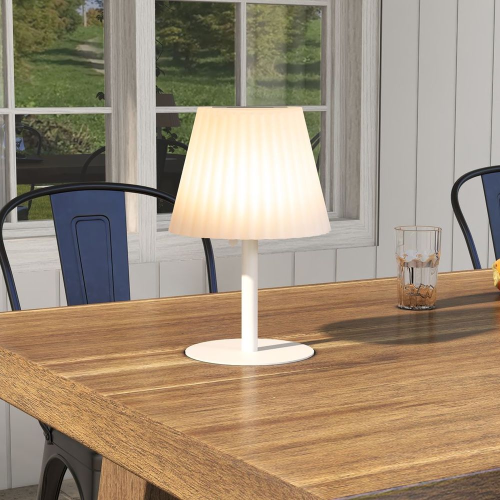 Outsunny Outdoor Table Lamp with Solar and USB Charge, Cordless, Auto Switch - anydaydirect