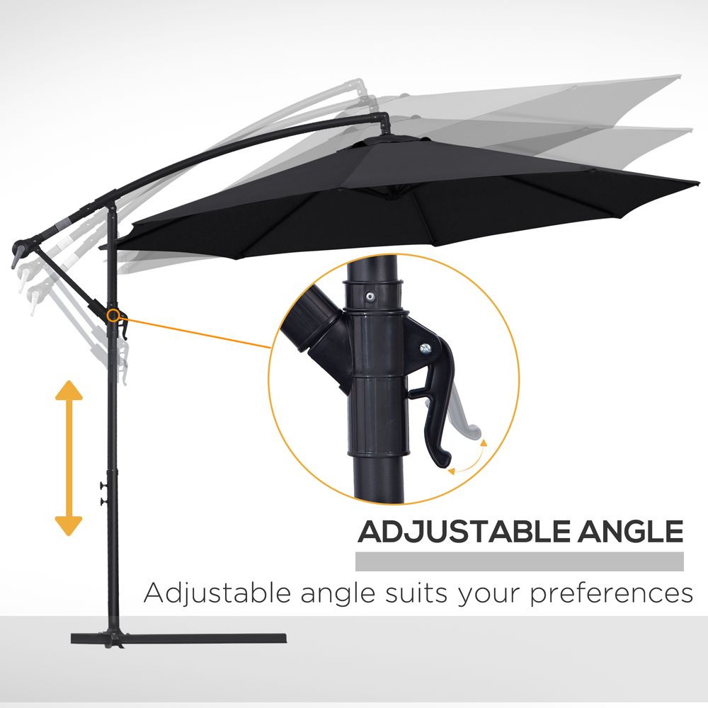 Outsunny 3m Garden Banana Parasol Cantilever Umbrella withCrank& Base - anydaydirect