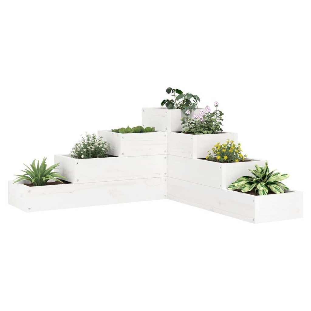 vidaXL Garden Planter 4-Tier 80.5x79x36 cm White Solid Wood Pine - anydaydirect