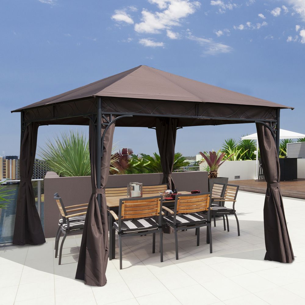 Outsunny 3m x 3m Garden Metal Gazebo Marquee Party Tent Canopy Shelter Pavilion - anydaydirect