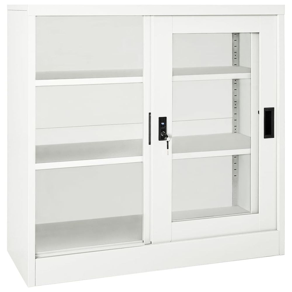 vidaXL Sliding Door Cabinet White 90x40x90 cm Steel - anydaydirect