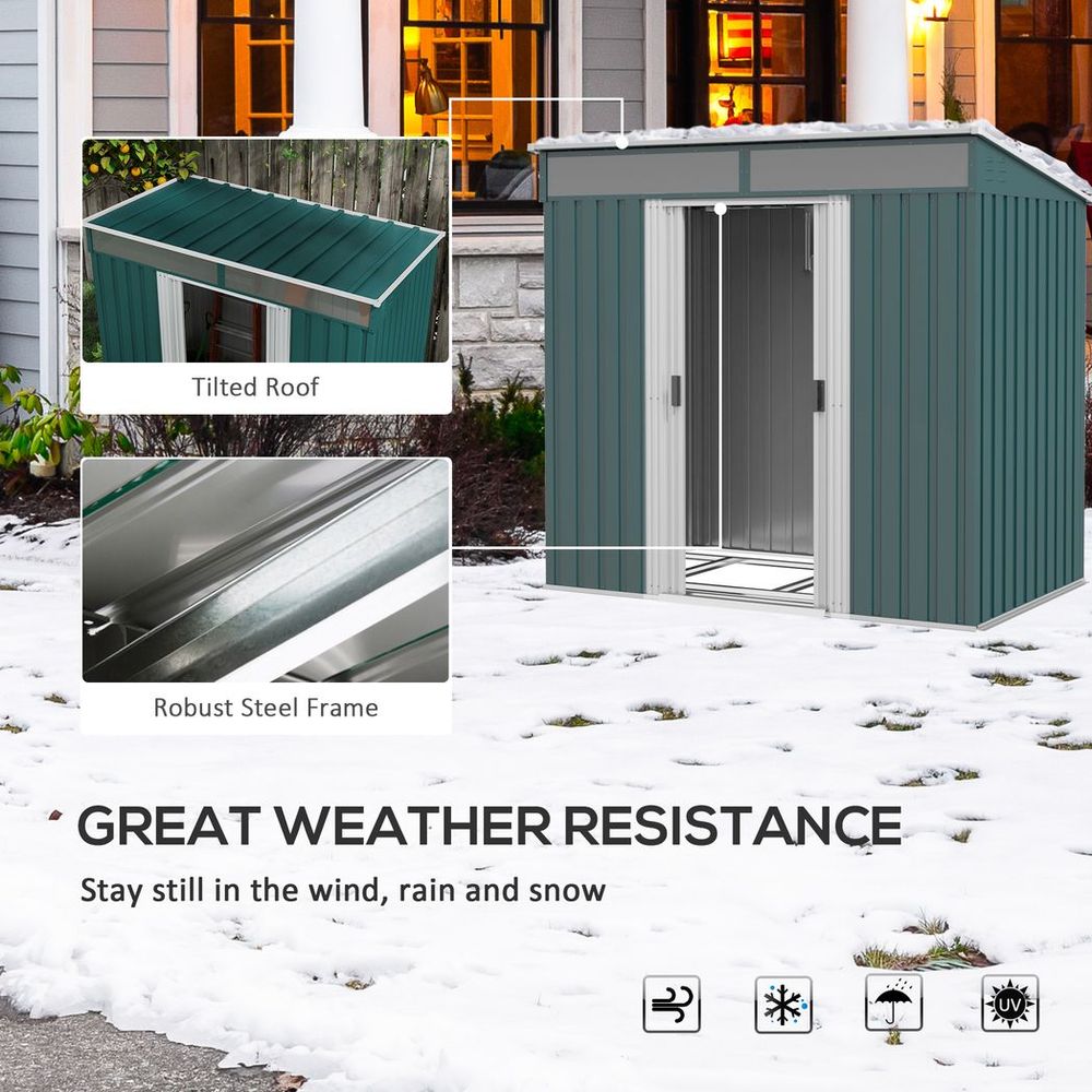 Metal Garden Shed 6.5x4FT with Foundation & Lockable Door - anydaydirect