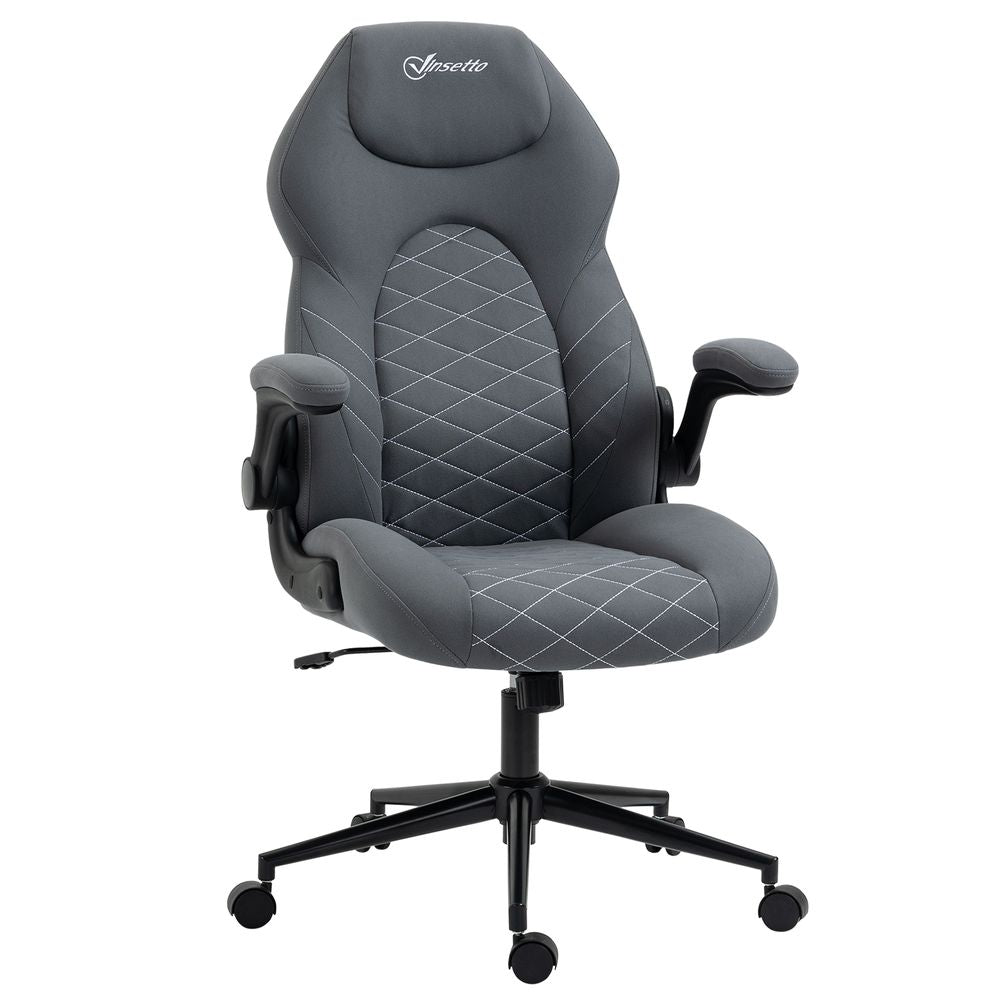 Vinsetto High-Back Home Office Chair w/ Flip Up Armrests Swivel Seat Dark Grey - anydaydirect