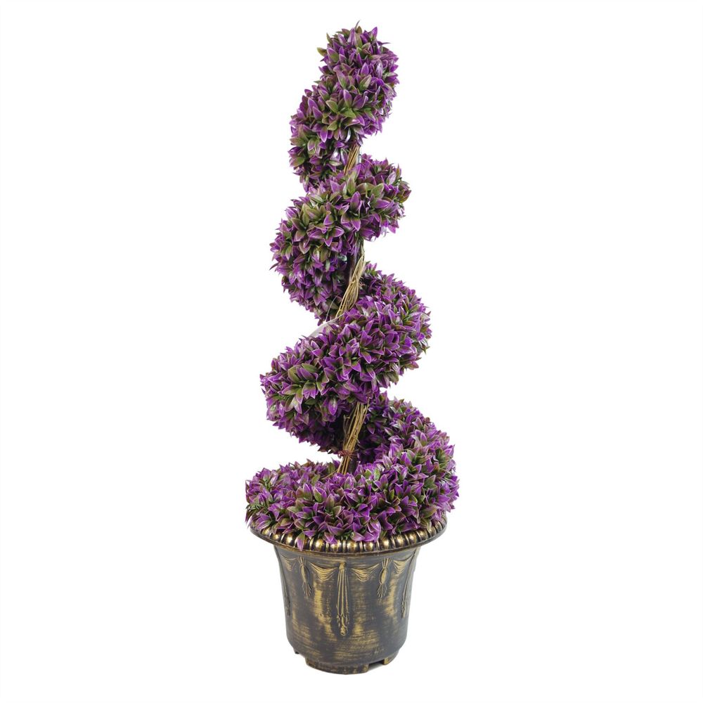 90cm Purple Large Leaf Spiral with Decorative Planter - anydaydirect