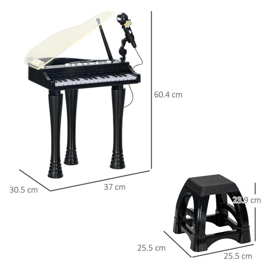 AIYAPLAY 32 Keys Kids Piano Keyboard with Stool, Lights, Microphone, Black - anydaydirect