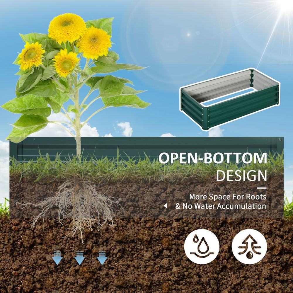 Raised Garden Bed Steel Planter Growing Box for Vegetables Flowers Green - anydaydirect